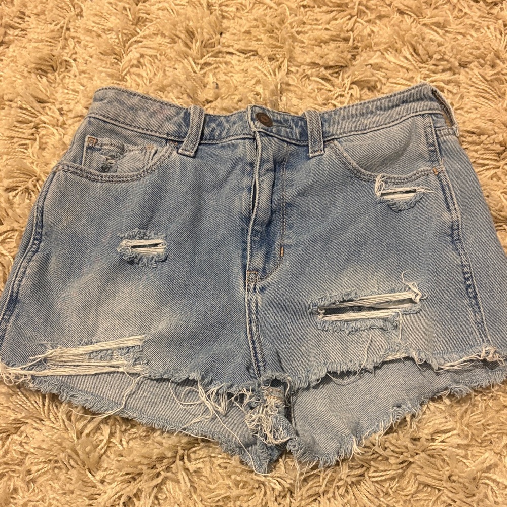 Hollister Light Blue Ripped Jean Shorts